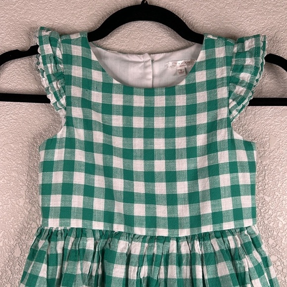 Tahari Girl's Gingham Checked Green & White Spring Fit & Flare Dress Size 6 - Picture 2 of 9